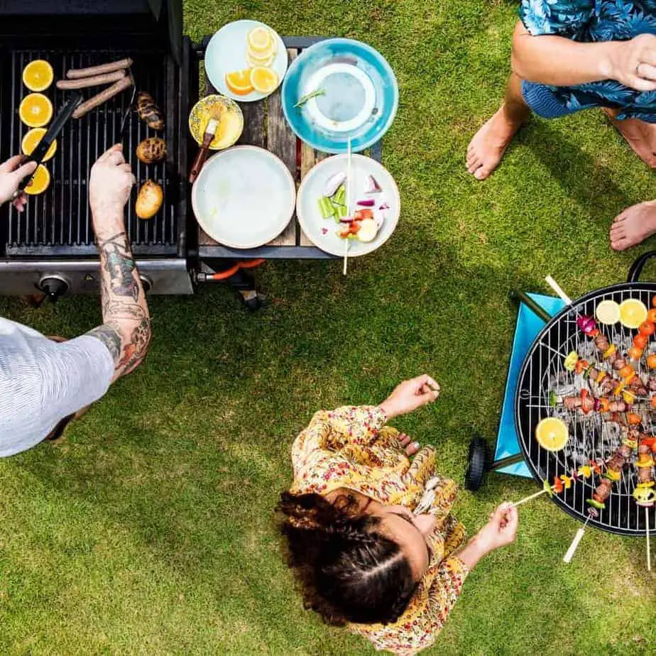 Overhead View Of Bbq Party