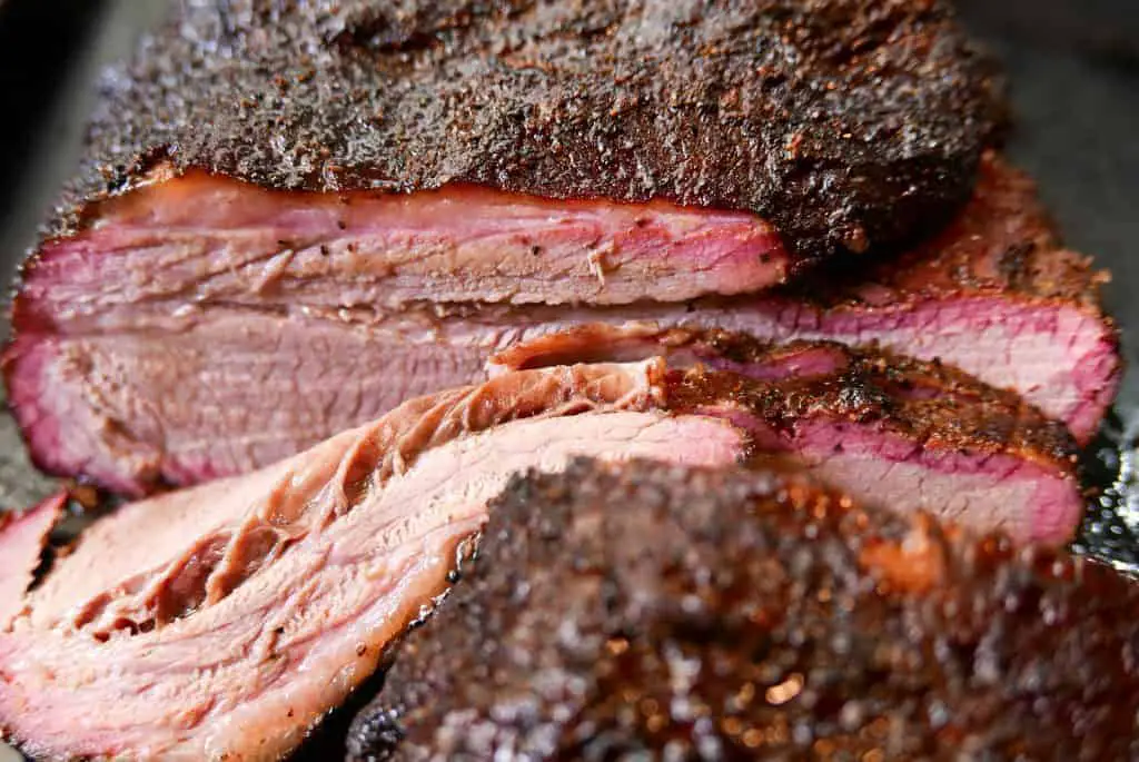 Close-Up Of Sliced Smoked Brisket